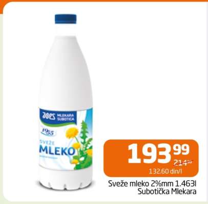 Sveže mleko 2%mm 1.463l Subotička mlekara