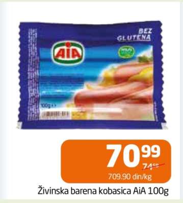 Živinska barena kobasica AIA,100g