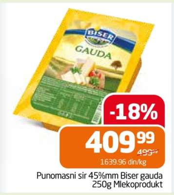 Punomasni sir 45%mm Biser gauda