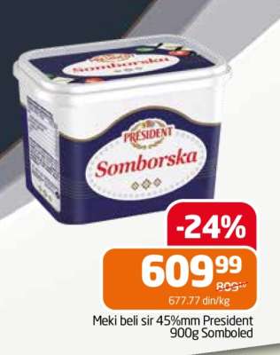 Meki beli sir 45%mm President 900g Somboled