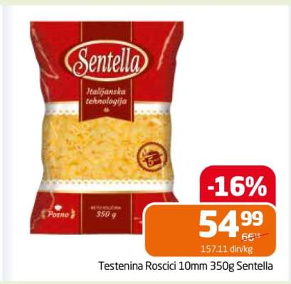 Testenina Roscici 10mm 350g Sentella