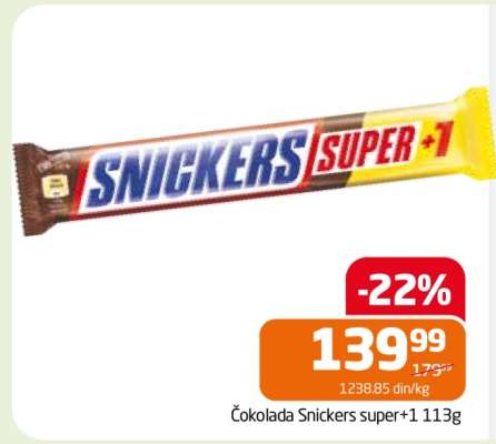 Čokolada Snickers super+1 113g