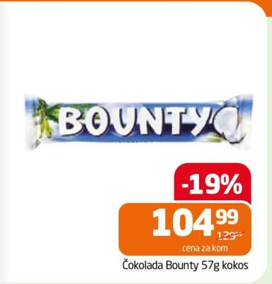 Čokolada Bounty 57g kokos