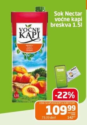 Sok Nectar voćne kapi breskva 1.5l