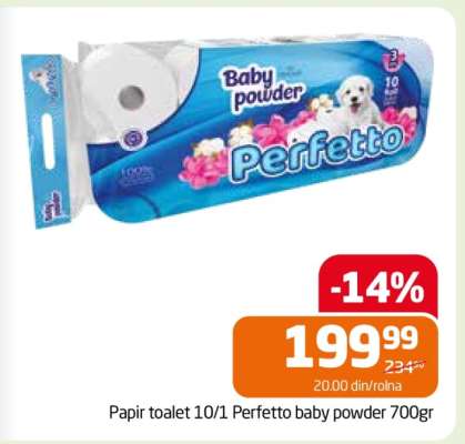 Papir toalet 10/1 Perfetto baby powder 700gr
