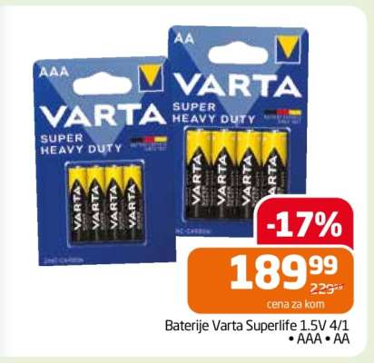 Baterije Varta Superlife 1.5V 4/1