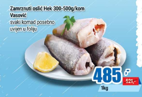 Zamrznuti oslić Hek 300-500g/kom Vasović