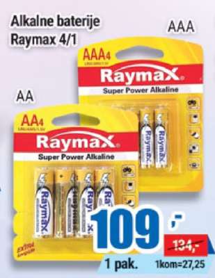 Alkalne baterije Raymax 4/1