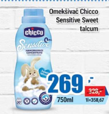 Omekšivač Chicco Sensitive Sweet talcum