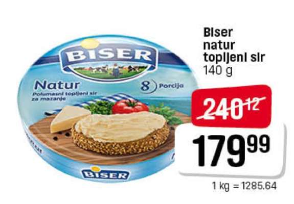 Biser natur topljeni sir