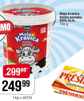 Moja Kravica kisela pavlaka 20% m.m.