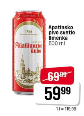 Apatinsko pivo svetlo limenka