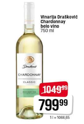 Vinarija Drašković Chardonnay belo vino