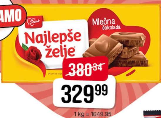 NAJLEPŠE ŽELJE MLEČNA ČOKOLADA