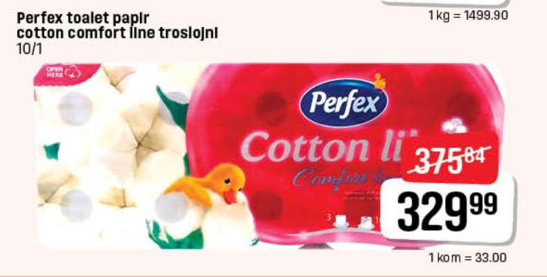 Perfex toalet papir cotton comfort line troslojni