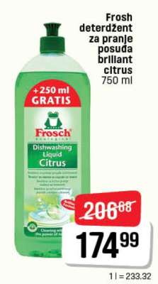 Frosch deterdžent za pranje posuđa brillant citrus