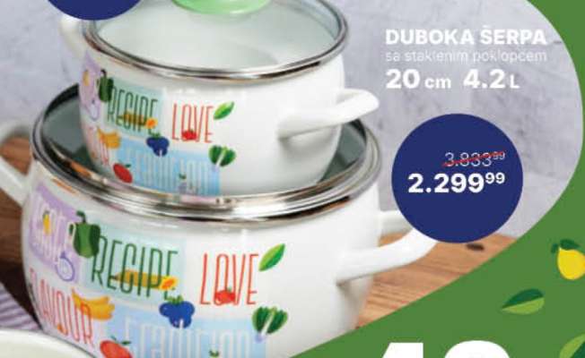 Duboka šerpa sa staklenim poklopcem