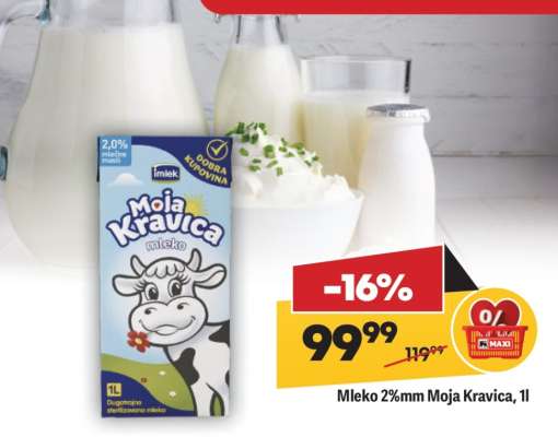 Mleko 2%mm Moja Kravica, 1l