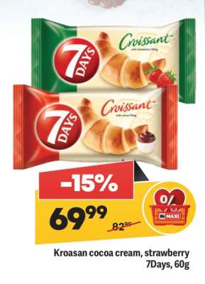 Kroasan cocoa cream, strawberry 7Days, 60g