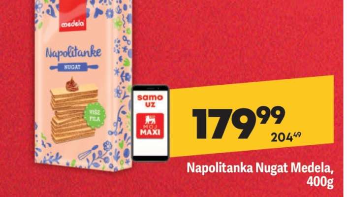 Napolitanka Nugat Medela 400g