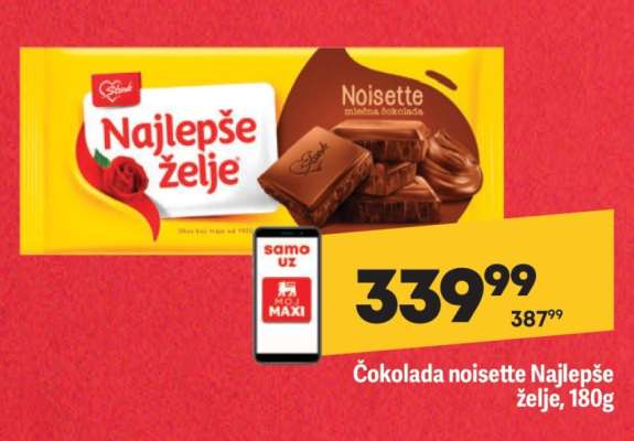 Čokolada noisette Najlepše želje, 180g