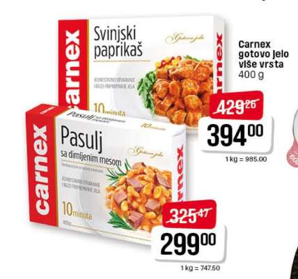 Carnex gotova jela više vrsta 400g