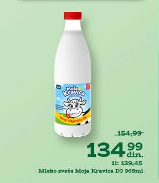 Mleko sveže Moja Kravica D3 968ml