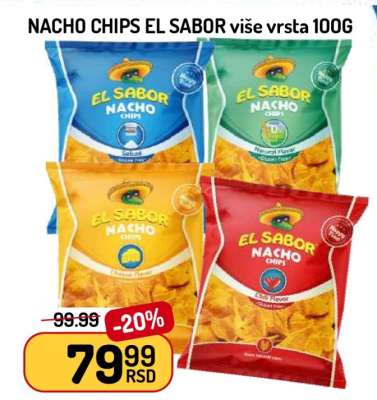 NACHO CHIPS EL SABOR više vrsta 100G