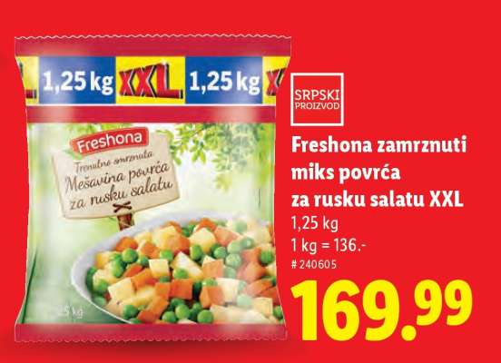 Freshona zamrznuti miks povrća za rusku salatu XXL