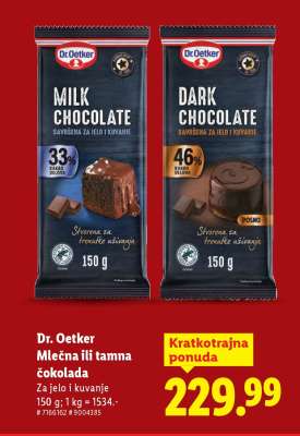 Dr. Oetker Mlečna ili tamna čokolada