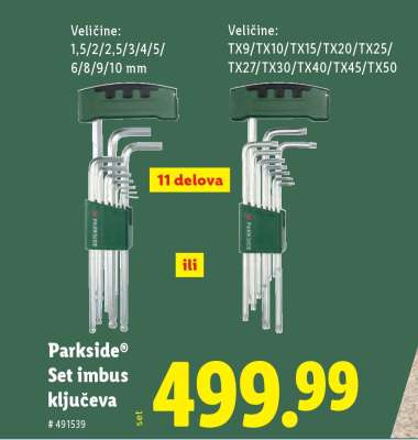 Parkside Set imbus ključeva