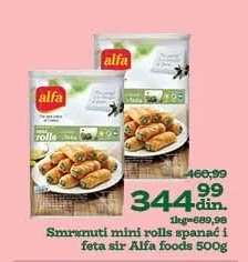 Smrznuti mini rolls spanać i feta sir Alfa foods 500g
