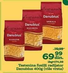 Testenina fusilli radijator Danubius 400g (više vrsta)
