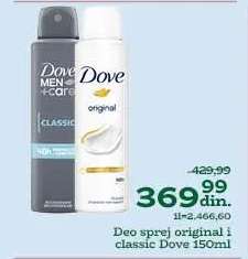 Deo sprej original i classic Dove 150ml
