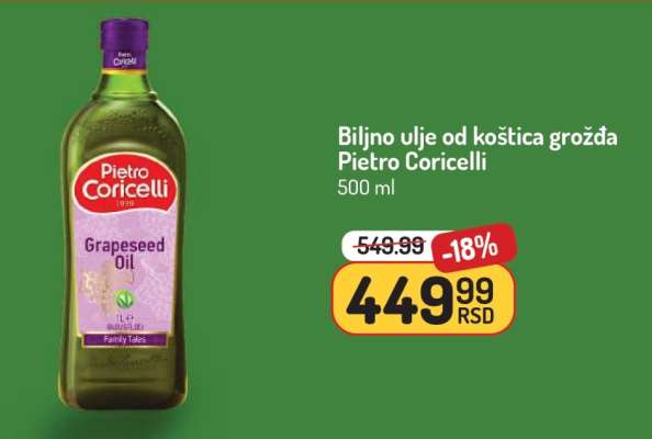 Biljno ulje od koštica grožđa Pietro Coricelli