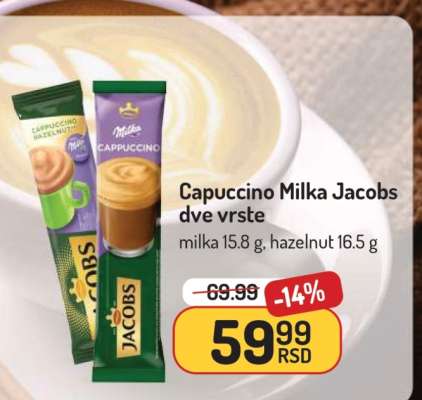 Capuccino Milka Jacobs dve vrste