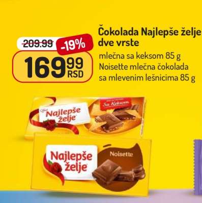 Čokolada Najlepše želje dve vrste