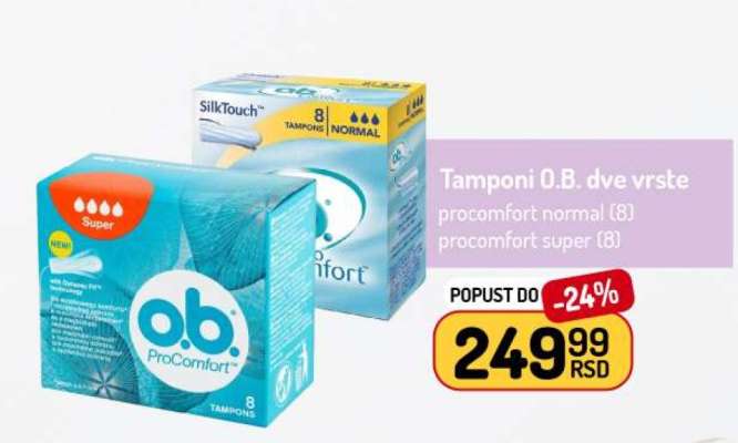 Tamponi O.B. dve vrste