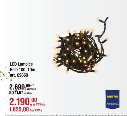 LED Lampice Bele 100, 10m