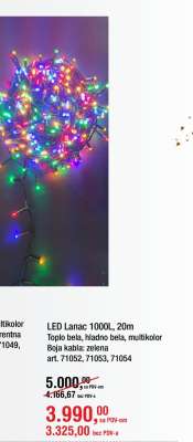 LED Lanac 1000L, 20m