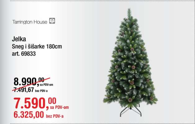 Jelka Sneg i šišarke 180cm