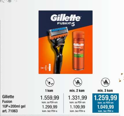 Gillette Fusion 1UP+200ml gel