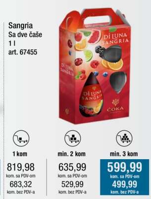 Sangria Sa dve čaše 1 l