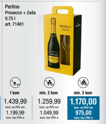 Perlino Prosecco + čaša 0,75 l