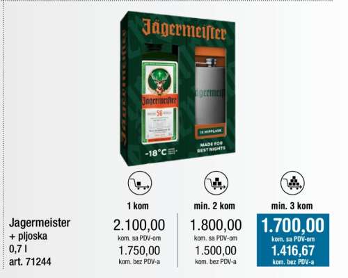 Jagermeister + pljoska 0,7 l