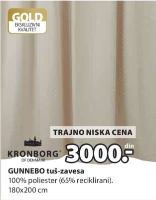 GUNNEBO TUŠ-ZAVESA
