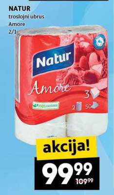 NATUR troslojni ubrus Amore 2/1