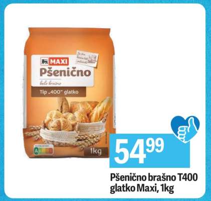 Pšenično brašno T400 glatko Maxi 1kg