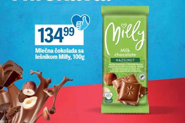 Mlečna čokolada sa lešnikom Milly 100g