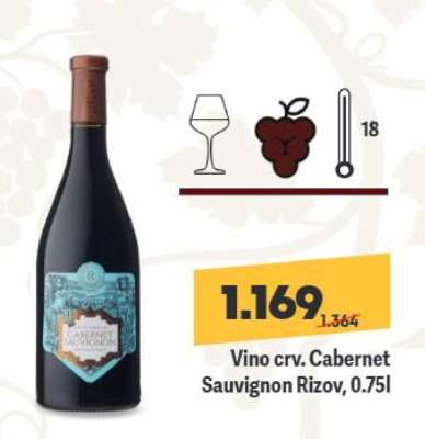 Vino crv. Cabernet Sauvignon Rizov, 0.75l